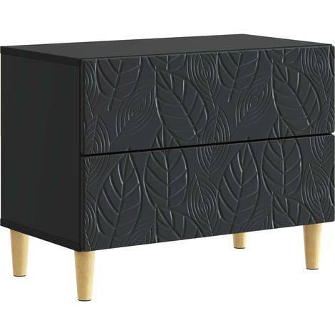 vidaXL Bedside Table Black 62 x 34.5 x 48 cm Engineered Wood