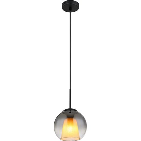 Globo - lampada a sospensione - BARRY - nero - vetro - Ø 20cm - (1/5)