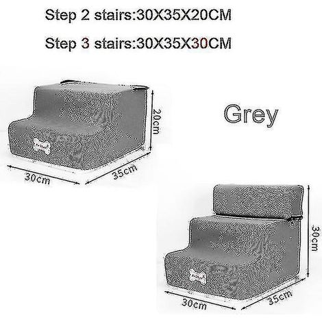 Escalier pour chien antidérapant et amovible à 3 marches pour petits chiens et chats, idéal pour niche, lit pour chien ou autre animal de compagnie. Accessoires pour animaux - 3 ou 2 marches (30 x 35 (1/5)