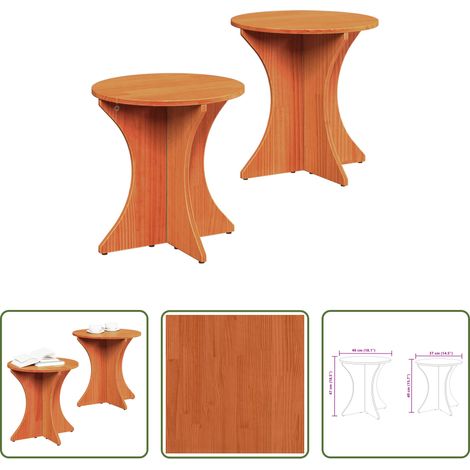 Table basse rustique - Table basse 2 pcs Brun cire Bois massif en pin (1/5)
