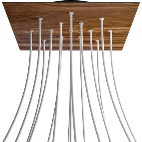creative cables Rosone XXL Rose-One Quadrato, 400 mm con 15 Fori e 4 Fori Laterali - Legno, Nero (1/5)