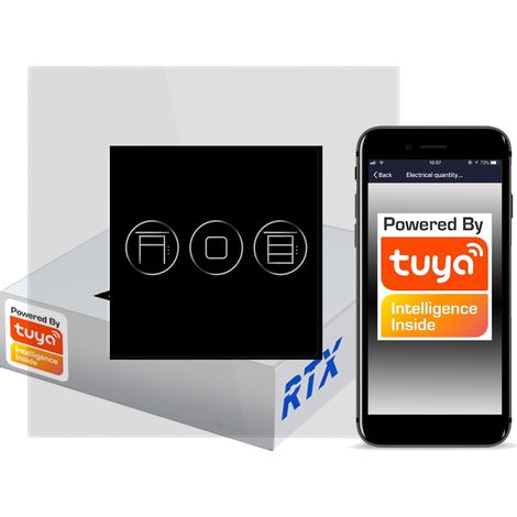 Interruptor táctil para persianas NEGRO ZigBee TUYA RTX SH (1/5)