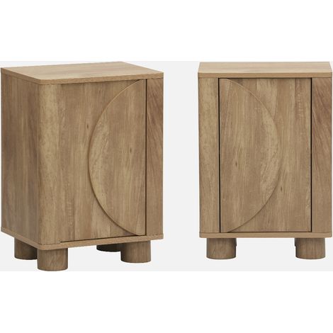 Mesita de noche efecto madera de mango con 1 puerta reversible, set de 2 (1/5)