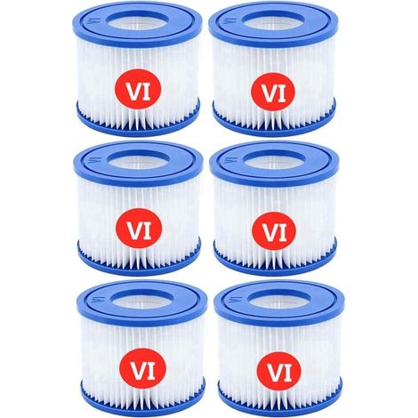 Replacement filter cartridges for Bestway VI, Lay-Z-Spa Miami, Coleman SaluSpa Filters 90352E Pool Filter (Pack of 6) (1/5)
