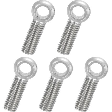 5 Pcs Boulon à Œil M12x40mm Boulon à Œillet de Levage pour Balancement d'Épaule, Vis Filetage Complet en Acier Inoxydable 304, Filetage Métrique Trou Coulissant, Couleur Argentée (1/5)