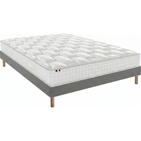 Ensemble matelas ressorts H24cm sommier en kit 140x200cm gris (1/5)