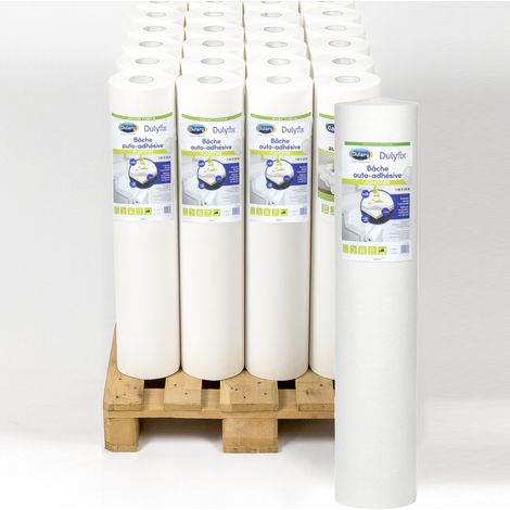 Dulary – Lot de 30 bâches de protection auto-adhésives plastifiées 25 m x 1 m – Résistantes aux chocs et rayures – Côté inférieur anti-dérapant (1/5)