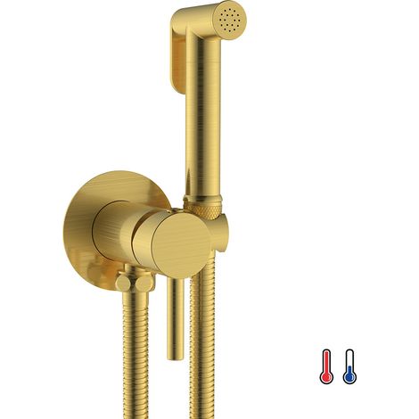 Kibath Grifo WC HIGIENE ÍNTIMA 2 aguas ORO cepillado fabricado en latón
