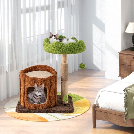 Arbre à Chat avec Griffoirs Recouverts de Sisal Perchoir Supérieur Plateforme Ronde Jouet en Forme d'Arbre Mobilier Elégant Marron (1/2)