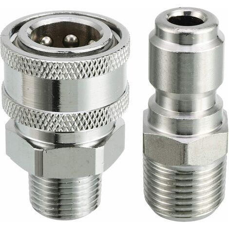 Kit adaptateur à connexion rapide pour nettoyeur haute pression – Filetage mâle 9,5 mm – Pression 5000 PSI – Laiton durable pour raccordement rapide (1/5)