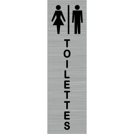 Pictogramme TOILETTES FEMMES HOMMES (Q0043).- Adhésif aspect aluminium brossé - (1/5)