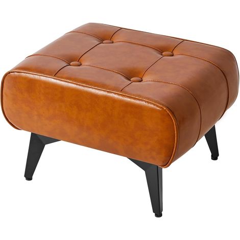 10.2 H Repose Pied Salon, Tabouret Repose-Pieds en Cuir PU avec Coussin Rembourré pour l'assise. Tabouret de Canapé Moderne, pour Salon, Chambre, Entrée, Orange HBD037J (1/5)