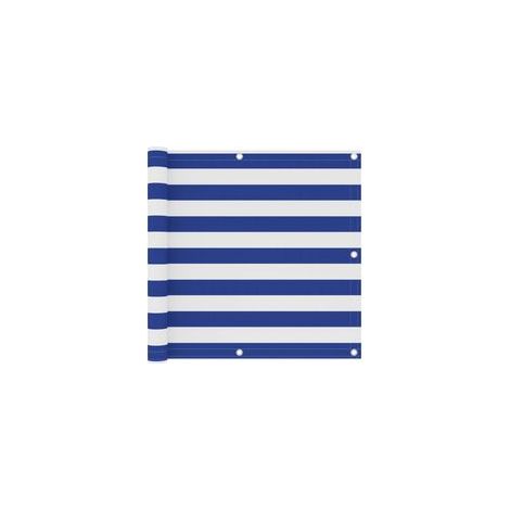 Biombo para balcón, blanco y azul, 90 x 300 cm, tela Oxford - Crezuo (1/4)