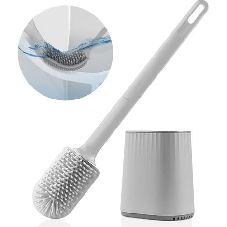 Escobilla de baño, cabezal 3 en 1, silicona TPR, antideslizante, con bandeja recolectora, para baño (1/5)