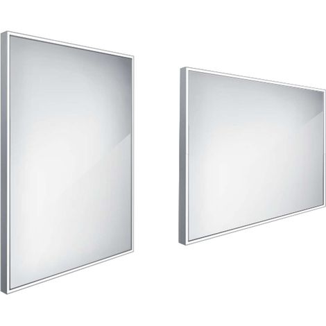 Nimco Specchi - Specchio con illuminazione LED, 60x80 cm, alluminio ZP 13002