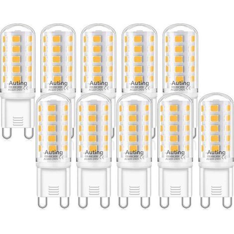 Ampoule LED G9 à intensité variable, blanc chaud, 4 W 230 V, équivalent à une ampoule halogène de 20 à 40 W, 400 lumens, température de couleur de 2700 K, paquet de 10. (1/4)