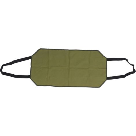 Grand sac à bûches en toile verte pour cheminée intérieure, résistant à l'usure et portable. (1/5)