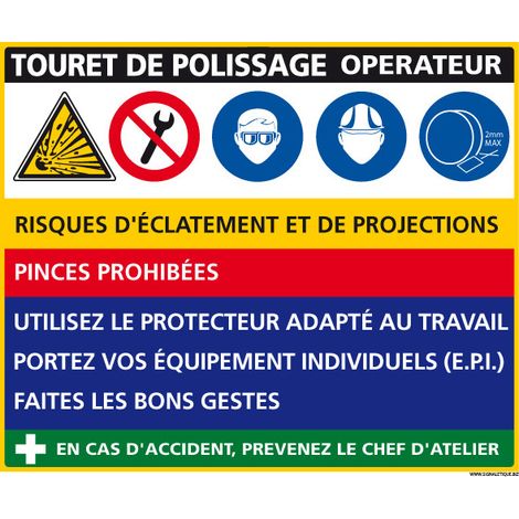 Panneau Fiche de Poste Touret de Polissage (C1132) - Adhésif - 300 x 210 mm