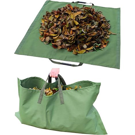 Sac à feuilles de jardin, vert, bâche et sac 2 en 1, collecte des déchets de jardin, robuste (1/5)