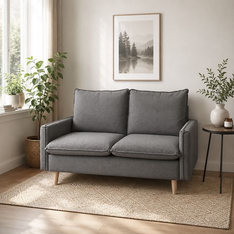 DIVANO 2 POSTI MOD. DARIO IN TESSUTO GRIGIO (1/5)