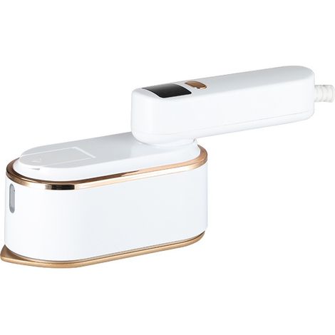 Reisedampfbügeleisen mit LCD-Display, 10 Sekunden schnelles Aufheizen, 1200 W, mit 180° drehbarem Griff, tragbarer Dampfglätter, 3 Dampfstufen für unterwegs, zu Hause, im Büro (weiß)