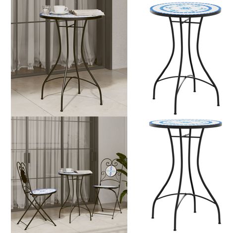 Table de bistro mosaïque bleu et blanc Ø50x70 cm céramique - Table De Bistro - Table Extérieure - Table Mosaïque - Table En Céramique - Mobilier De Jardin - Home & Living (1/5)