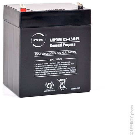 Batterie plomb AGM 12V 4,5Ah étanche – Sans entretien pour applications autonomes – Idéale pour onduleurs et systèmes d'alarme – Enix Energies (1/2)