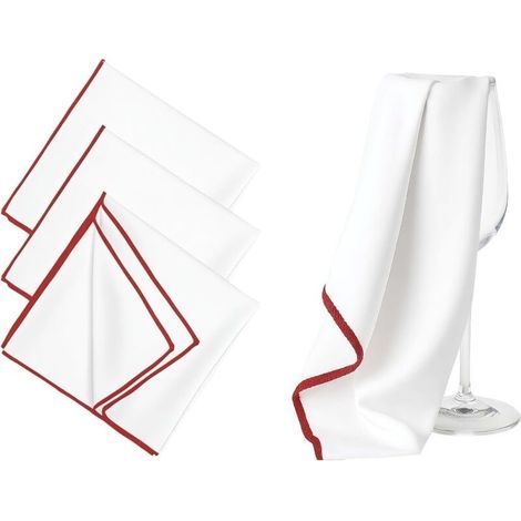 Paños de microfibra para pulir vidrio, paños antiarañazos, juego de 3, blanco y rojo, gruesos y absorbentes para copas de vino, vasos, cocina, hotel, limpieza de bares, sin pelusa. (1/5)