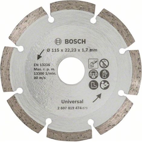 FPLUS disco diamante bosch universal segm. 115 mm , Idealmente equipado para acometer prácticamente cualquier tarea: disco de corte de diamante de Ø 115 mm, para realizar cortes li
