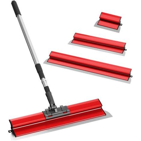 Kit de spatules de surface (250/400/600 mm) et tige télescopique de 0,7 m à 1,6 m avec adaptateur, kit de spatule de lissage multifonction pour grand espace de travail, décoration murale (Rouge) (1/5)