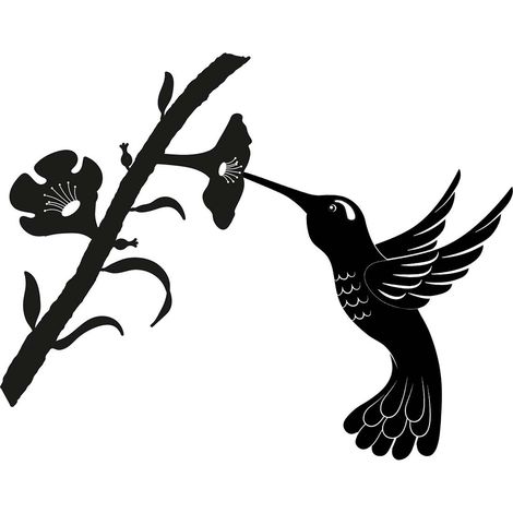 Silhouette sur pique en acier noir Colibri (1/2)