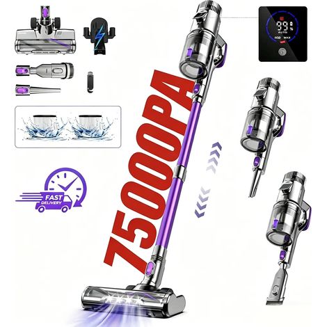 Aspirateur Balai Sans Fil avec Écran LED et Filtre HEPA, Aspirateur pour Maison, Tapis, Sols Durs et Poils d’Animaux (1/5)