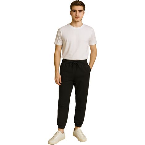 Schwarze Herren-Jogginghose, bequeme Freizeitkleidung für jeden Tag (1/5)