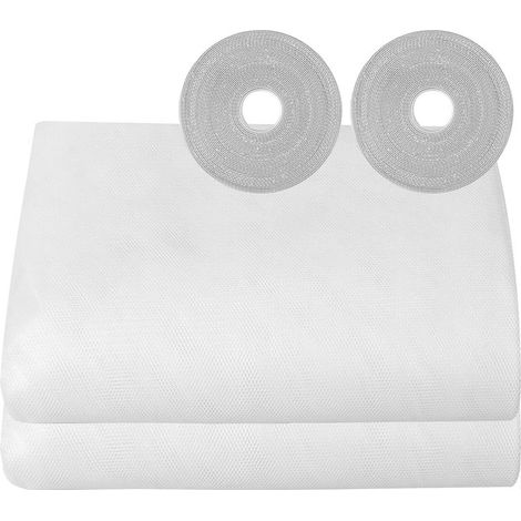 Moustiquaire Fenêtre Autocollante Ajustable 150x200 cm, Lot de 2 Moustiquaires Amovibles Anti-Insectes Blanches (1/4)