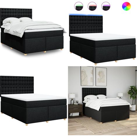 vidaXL Sommier à lattes de lit avec matelas Noir 140x200 cm Tissu (1/5)