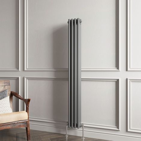 Biubiubath Traditional Cast Iron Style Radiator Vertical 3 Column Anthracite 1500x200mm