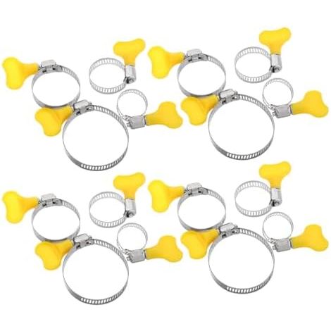 Colliers de Serrage Assortiment 10-16 Mm à 32-44 en Acier Inoxydable Lot 16 Poignée Plastique Jaune, Réglables Accessoire Tuyau pour Plomberie et Réparation Industrielle - (1/5)