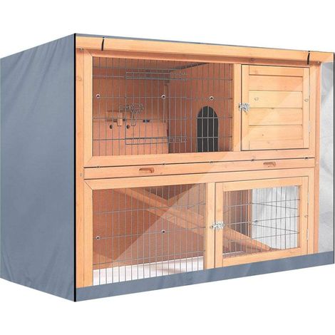 Couverture de clapier à Double Couche pour huche de Lapin d'extérieur Couverture Anti-poussière Couverture de Cage pour Petits Animaux Clapier de Lapin pour Cage à volaille(Gray) (1/2)