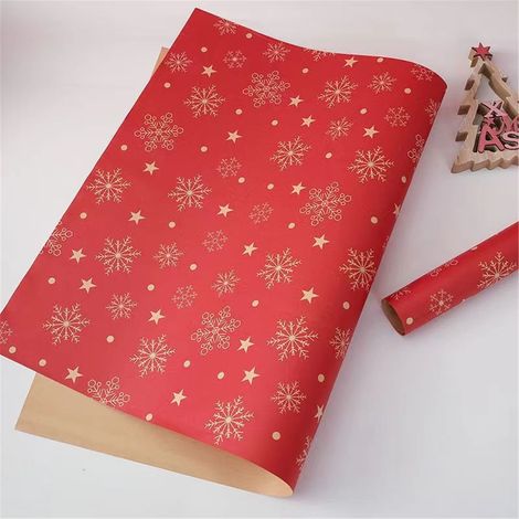 Wrapping Paper - Kraft Recyclable - Snowman Design - For Christmas Gifts Birthday Decor - 50 cm x 10 m (1/5)