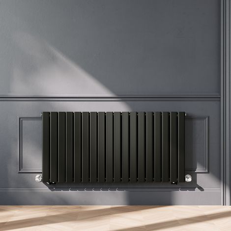 ELEGANT 600 x 1224mm Black Horizontal Radiator Designer Double Panel Flat Panel Rads (1/5)