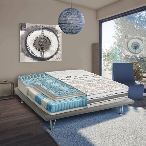 Dmora - Matelas carré et demi Dcapril, housse amovible en Memory Foam et Microsprings indépendants, 100% Made in Italy, Anti-acarien et hypoallergénique, Cm 120x190 h25 (1/5)
