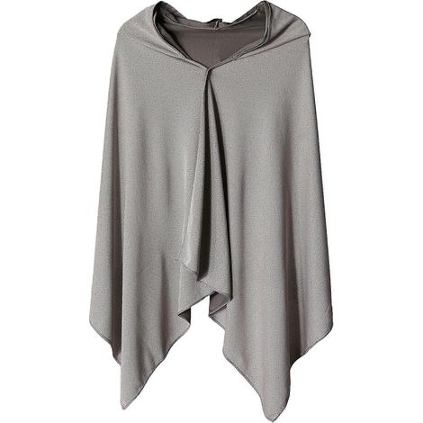 Kühlender Strandponcho, saugfähiger Bademantel mit Kapuze, Cape zum Schwimmen, Yoga, Camping und für Sport (grau) (1/5)