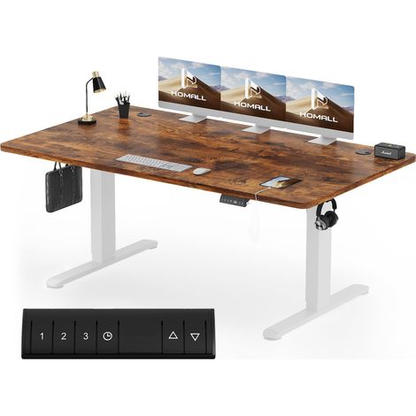 Bureau Assis Debout 180×80 cm, Assis-Debout Ergonomique, Marron (1/5)