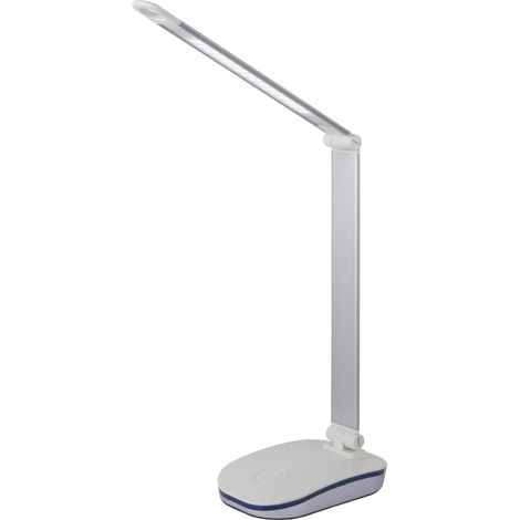 Tischleuchte Touchdimmer Schreibtischlampe Tischlampe USB 3 Stufen silber, 1x LED 5W 300lm neutralweiß, LxBxH 71x12x71 cm