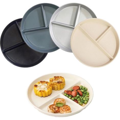 Platos planos irrompibles con 3 compartimentos para niños: aptos para microondas y lavavajillas. (1/5)