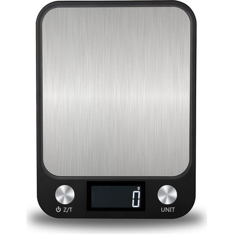 LaBlanc – 10 kg wiederaufladbare Küchenwaage, elektronische Präzisionswaage 0,001 kg mit USB-Kabel, digitale Waage aus Edelstahl, 6 Einheiten, Hintergrundbeleuchtung durch LCD-Display, Tara-Funktion