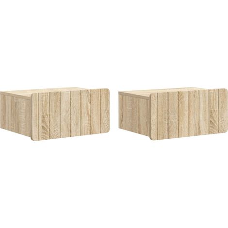 Maison Exclusive - Mobiletto da notte a muro 2 pz Rovere Sonoma 49 x 34,5 x 24 cm (1/5)