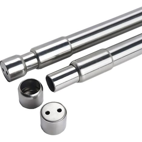 Barre télescopique en acier inoxydable de 31 à 51 cm, barre de rideau de douche, barre de rideau ronde, barre de tension avec supports d'extrémité pour armoires