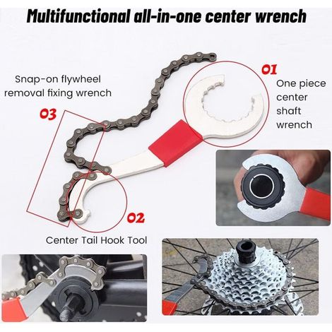 Attrezzo per la rimozione della cassetta del cambio, set di 5 attrezzi per la manutenzione della bicicletta, attrezzo per separare la catena, kit di attrezzi per la riparazione della bicicletta (1/3)