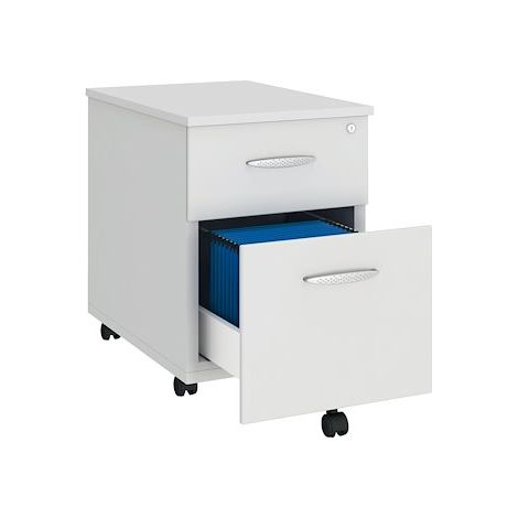 Caisson mobile bois blanc 2 tiroirs P 60 cm Essens - Maxiburo (1/4)